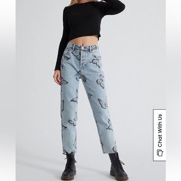 Pacsun Eco Butterfly High Waisted Straight Leg Jeans Size 28 - Picture 1 of 12
